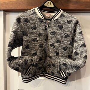 Design History Gray and Black Heart Pattern Kids Jacket